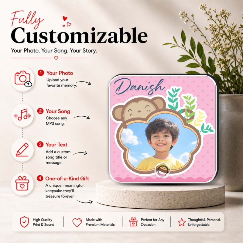 Personalised Musical Fridge Magnet with Custom Photo, Name & Song  Rechargeable Battery, Type-C USB Charging | Birthday Gift for Kids & Music Lover Boy